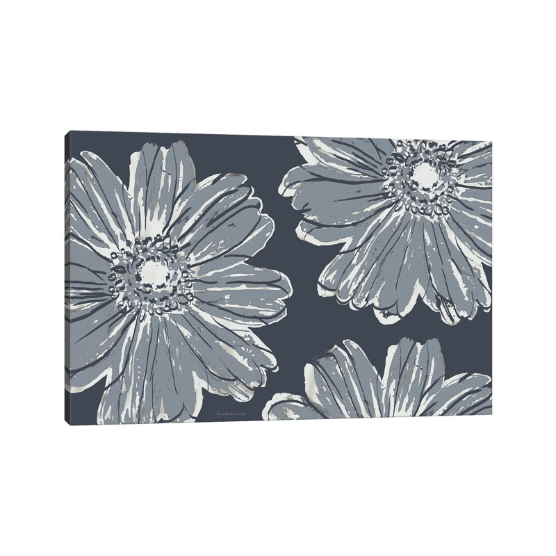 Flower Pop Sketch V-Shades Of Grey by Marie Elaine Cusson - Wrapped Canvas Print, 20.32 cm H x 30.48 cm W