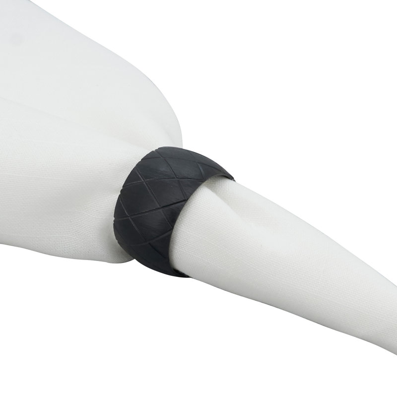 Rond de serviette en métal Harlequin, Noir