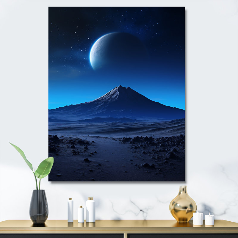 Paysage lunaire volcanique II, H 44 po x l 34 po x P 1,5 po, Toile tendue