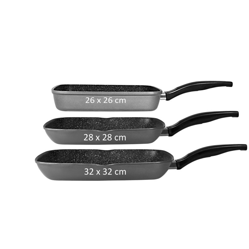 28cm Aluminum Grill Pan / Griddle Set, Black