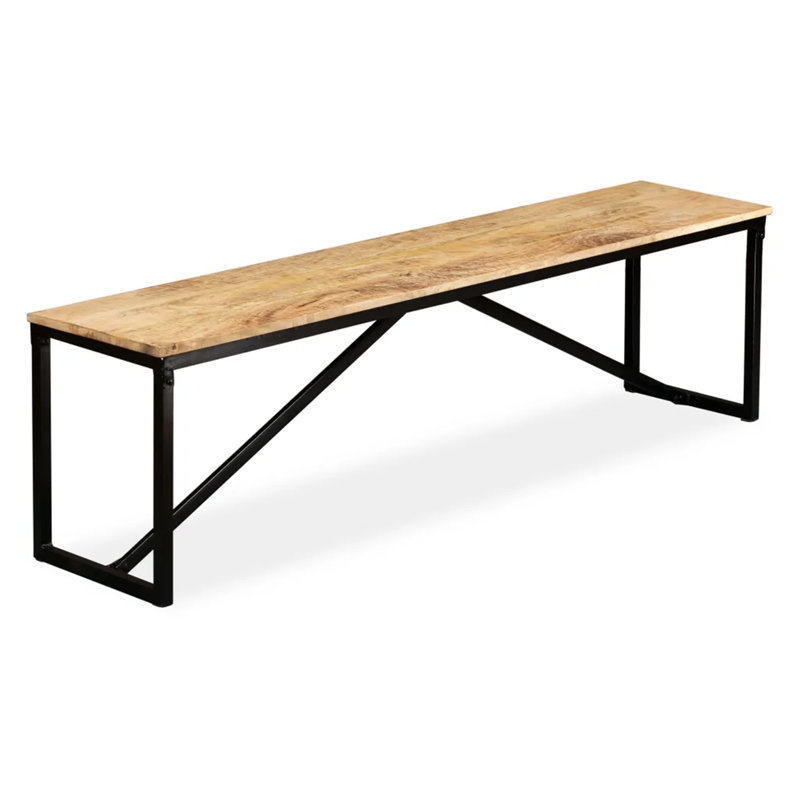 Zephyr Solid Wood Bench, 45cm H x 160cm W x 35cm D, Brown/Black