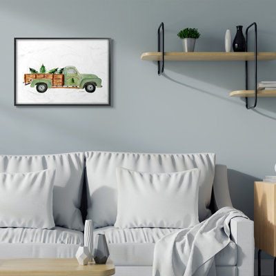 «Santa's Christmas Tree Farm Green Vintage Truck», reproduction d'impression