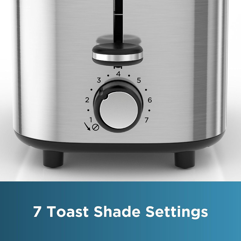 Stainless Steel 2-Slice Toaster with Wide Slots and Crumb Tray
