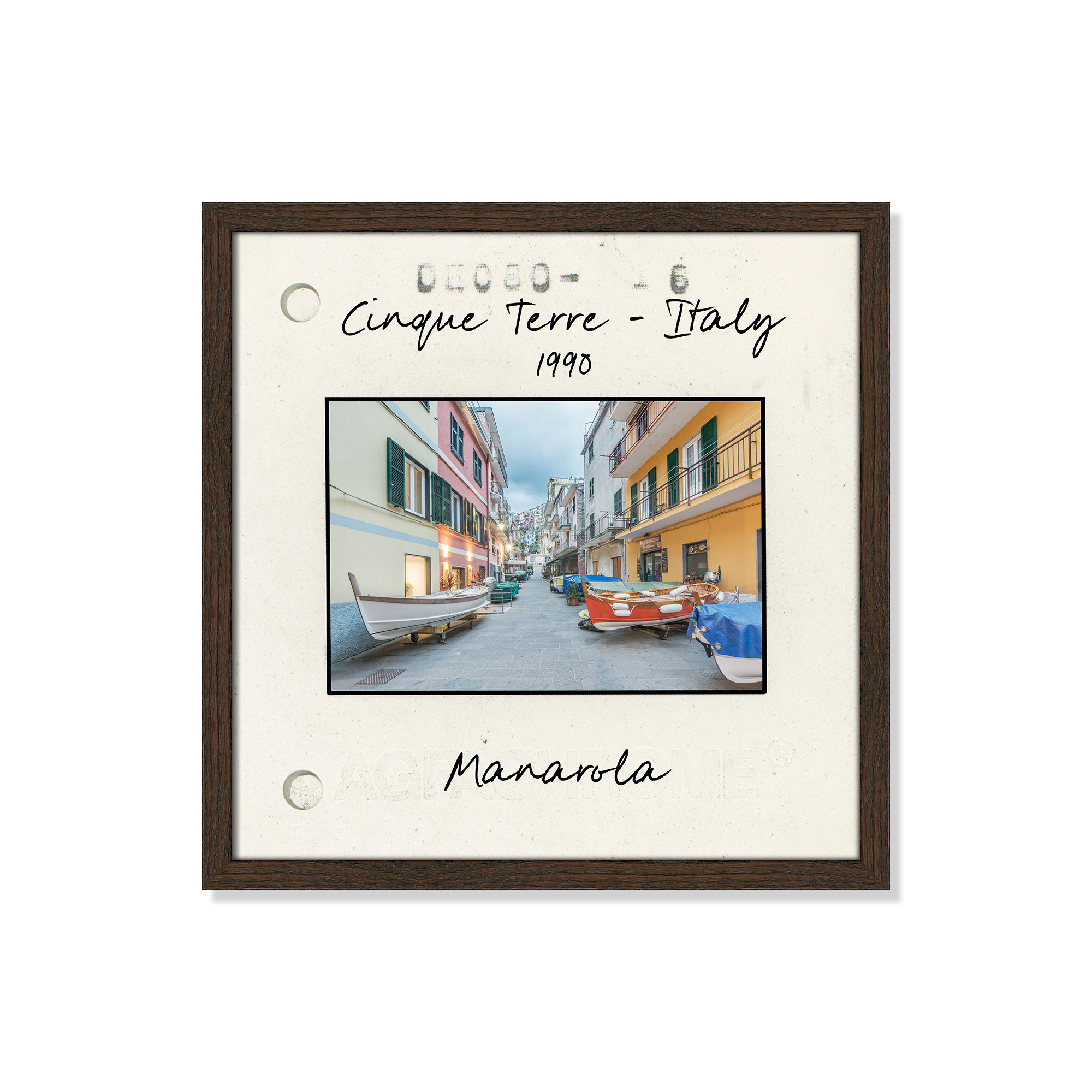 Cinque Terre, Italy - Manarola Print by Danita Delmont, Walnut Single Picture Framed Paper, 17" H x 17" W x 0.75" D