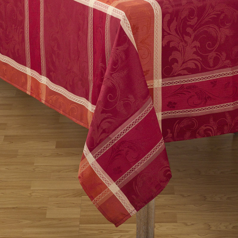 Autumn Plaid Rectangular Fabric Tablecloth in Red and Orange