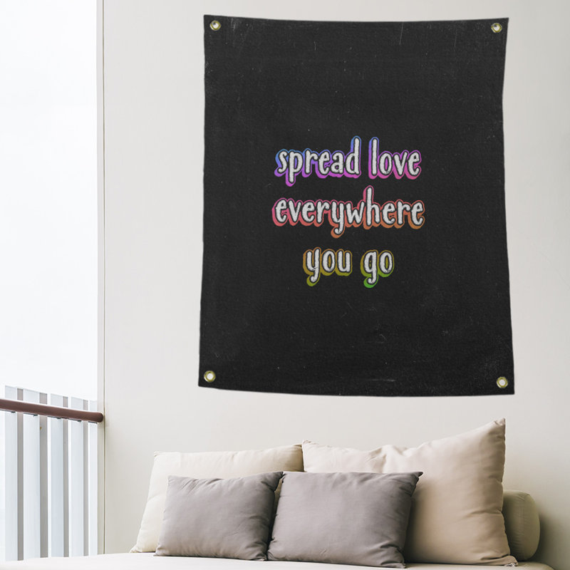 Tapisserie tableau noir en polyester spread quote, H 80 po x l 59 po, Arc-en-ciel