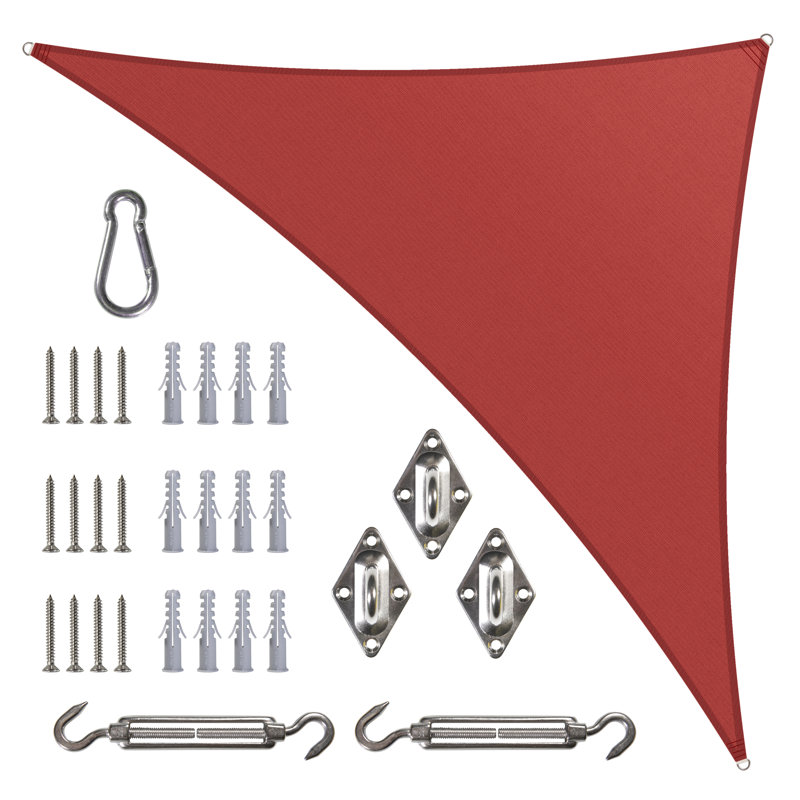Royal Shade 20' x 20' x 28.3' Triangle Shade Sail with Hardware Kit, Red, 20' x 20'