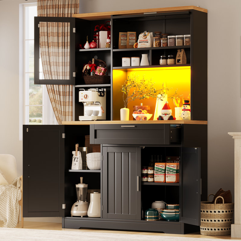 180cm Kitchen Pantry, Black