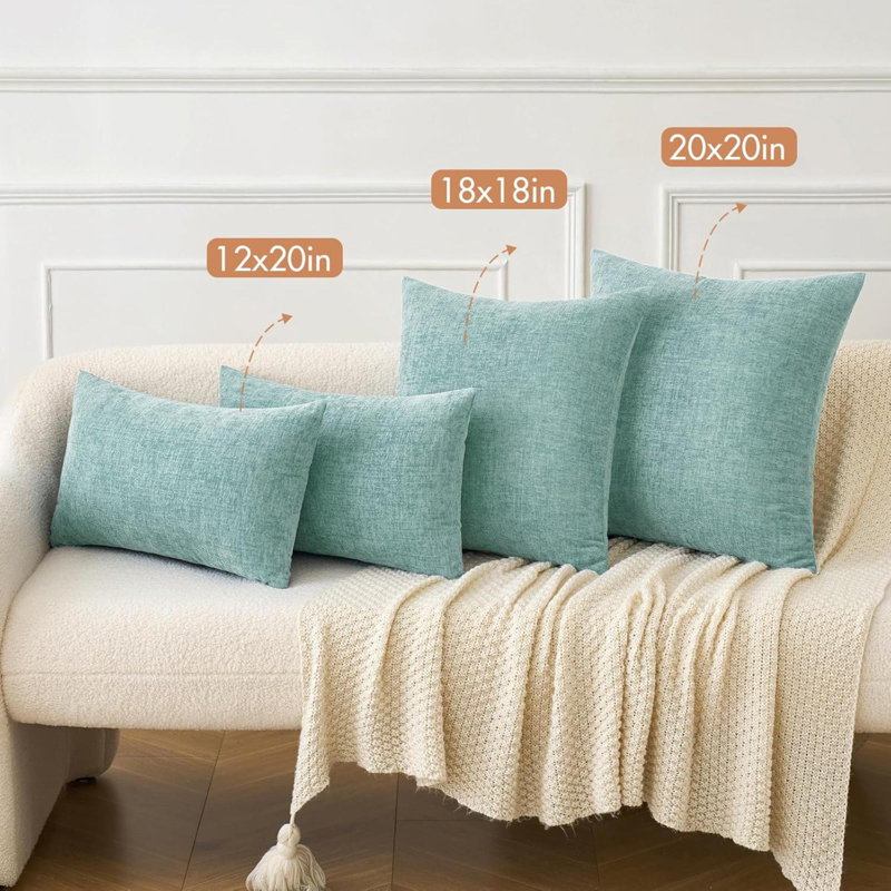 Paquet de 2 housses de coussins décoratifs en chenille turquoise pour canapé-lit, Vert