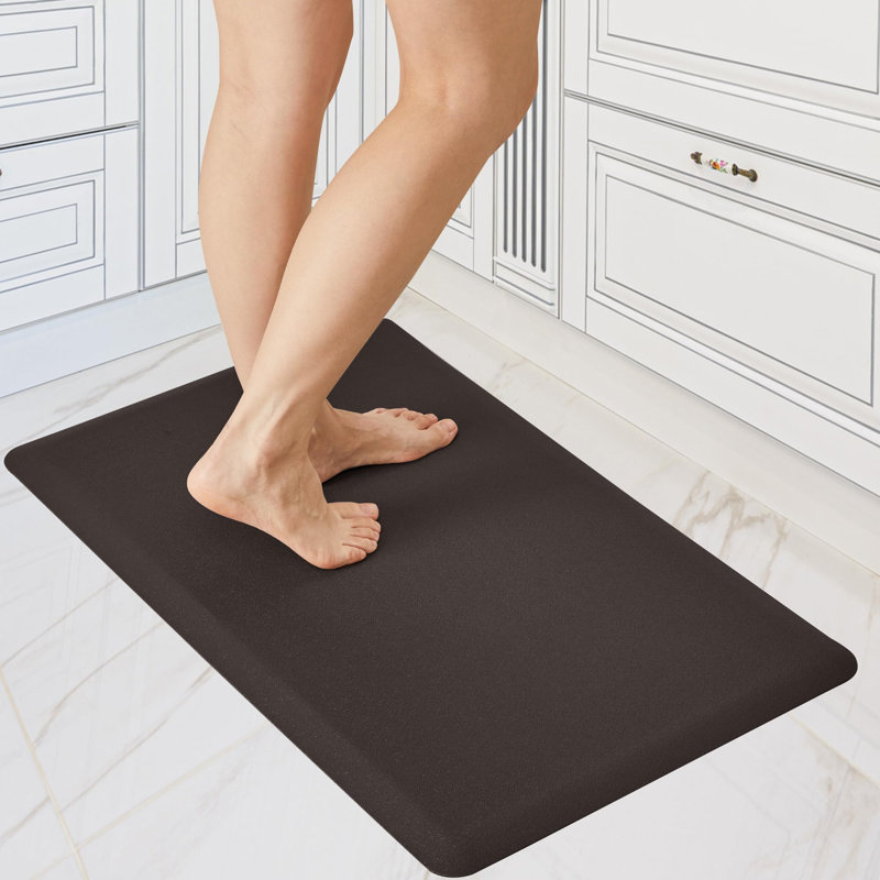Non-Slip PVC Kitchen Floor Mat, Rectangle 1'5" x 2'4", Black