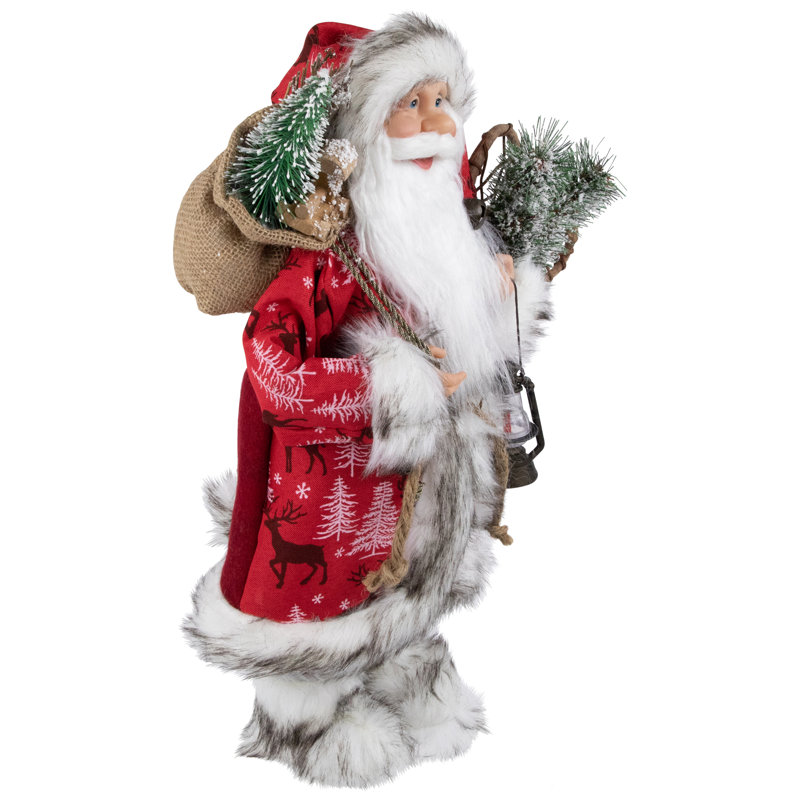 Figurine de père Noël 16 "avec lanterne et raquettes