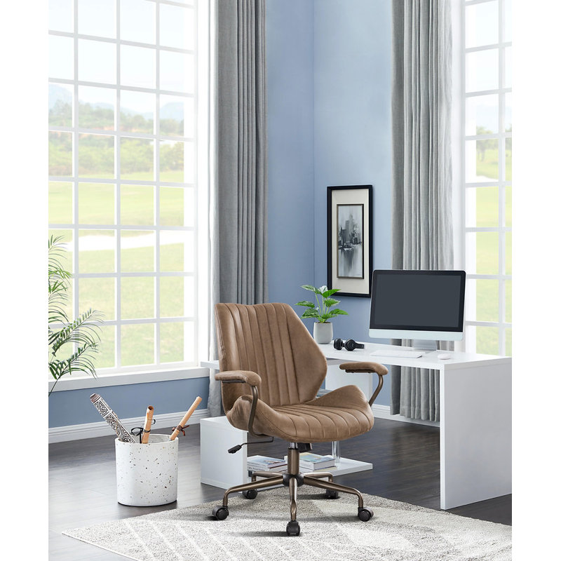 Chaise de bureau en suède MCKINLEY 01, Brun