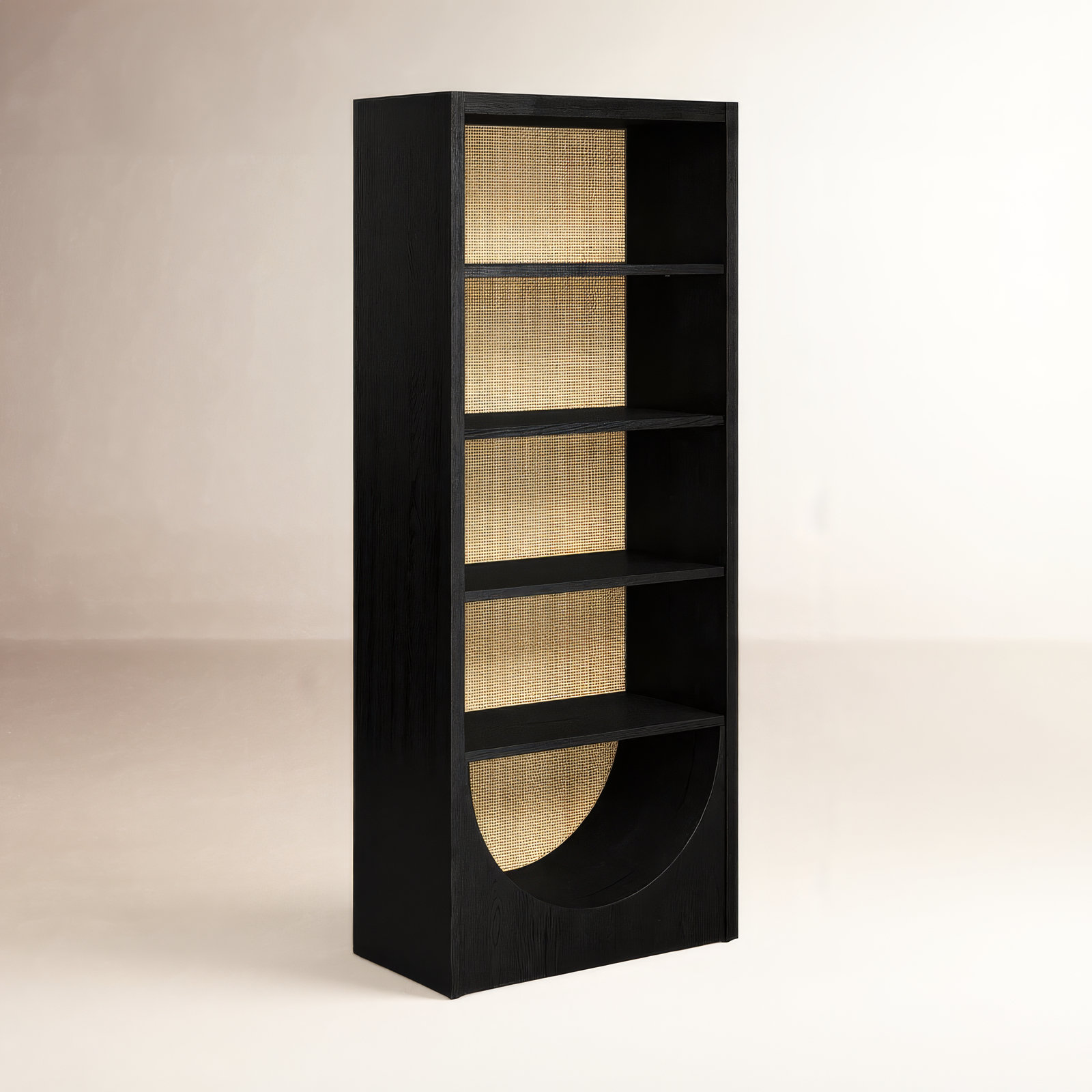 Macneil 35" Oak Bookcase, Brushed Ebony