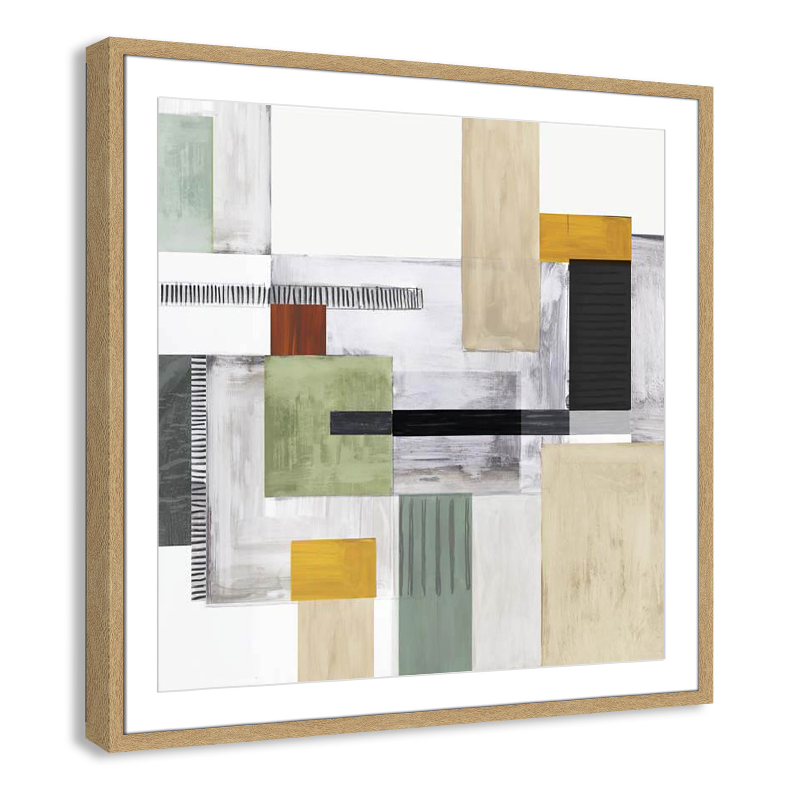 Playful Blocks Print, 32" H x 32" W x 0.75" D, Natural Box Framed