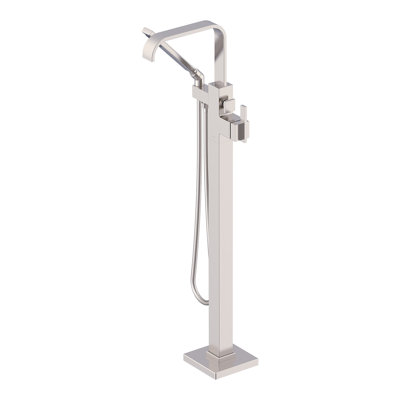 Square 1-Handle Freestanding Floor Mount Tub Filler Trim Kit with 1.75 GPM Square Hand Shower
