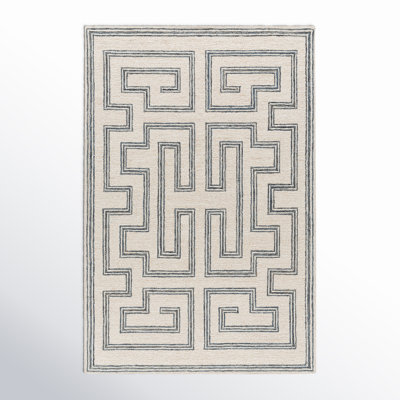 Rectangle Desiree Geometric Hand Tufted Wool Area Rug in Black/Brown