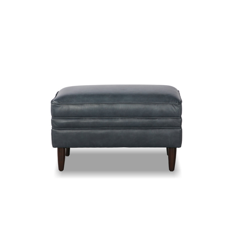 Ashtabula  100% Genuine Leather Ottoman 30.31", Blue