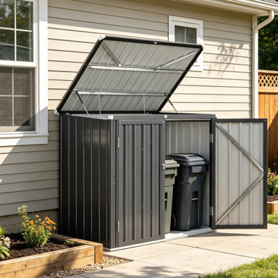 Outdoor Trash Can Storage Shed For 3 Garbage Cans
