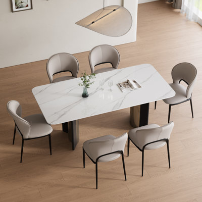 Black And White Faux Marble Dining Table
