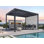 Pergola à persiennes mauve avec abat-jour roulant