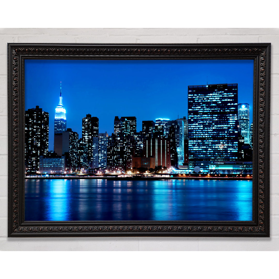 New York Empire State Blue Nights - Einzelne Bilderrahmen Kunstdrucke