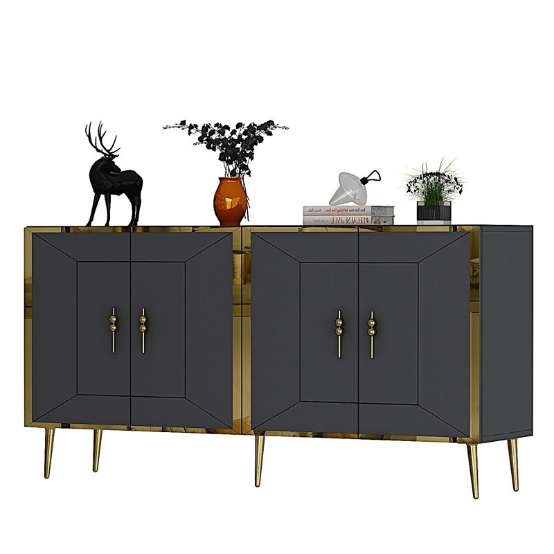 Olivia 150cm Console Table, Grey/Gold