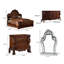Ensemble de chambre pour grand lit, conception en bois, finition brune, ensemble de 5 pièces avec lit, 2 tables de chevet, commode et miroir-127337381