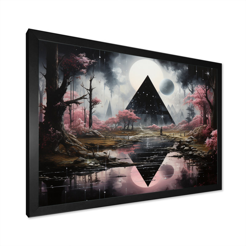 Pyramide monochrome Mirage - impression, Cadre simple noir, H 34 po x l 44 po x P 1,5 po