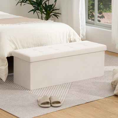 Folding Storage Velvet Bedroom Bench With Storage