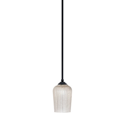 Zilo Stem Hung Mini Pendant Shown In Dark Granite Finish With 5" Glass