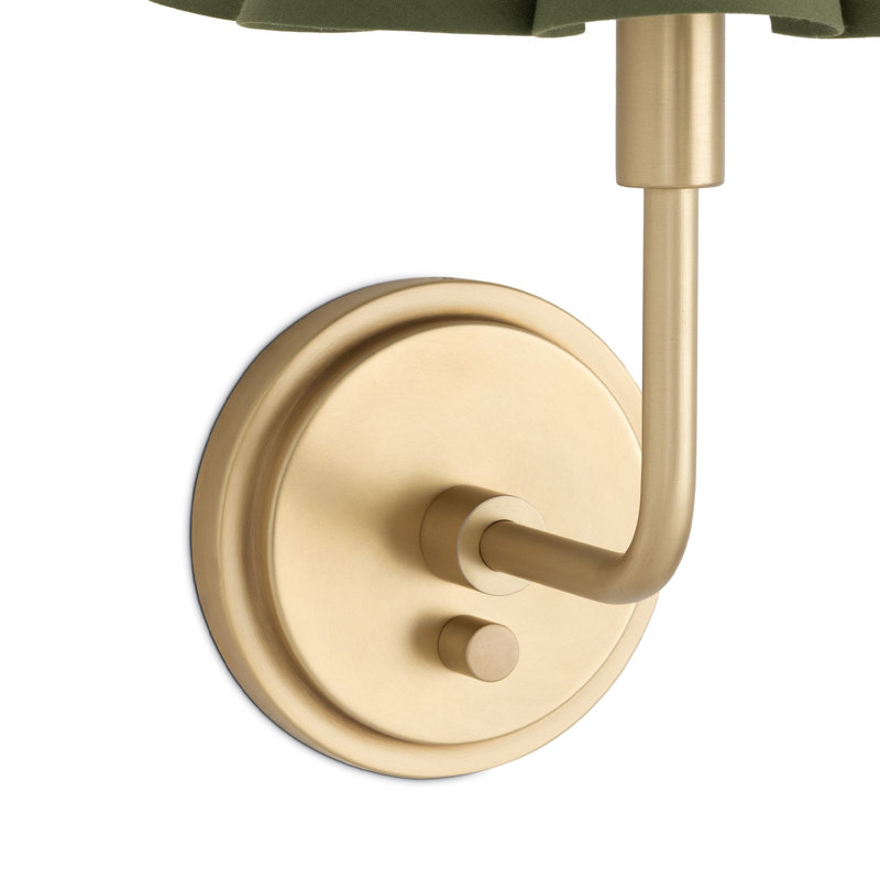Applique murale simple Polly (abat-jour festonné), Laiton naturel, Vert