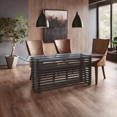 Glass Top Metal Base Dining Table