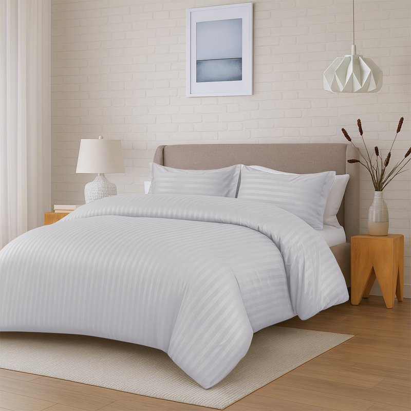 Aspire Homeware 3 Piece Hotel Quality Dyed Duvet Complete Set with Pillowcases for Premium Comfort, White