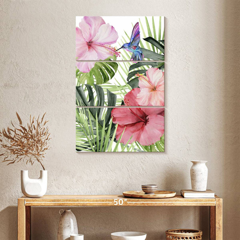 Harnek Hibiscus And Hummingbird I, 38" H x 24" W