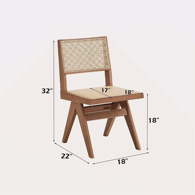 Ensemble de 2 chaises de salle à manger décontractées en rotin de style Mid-Century