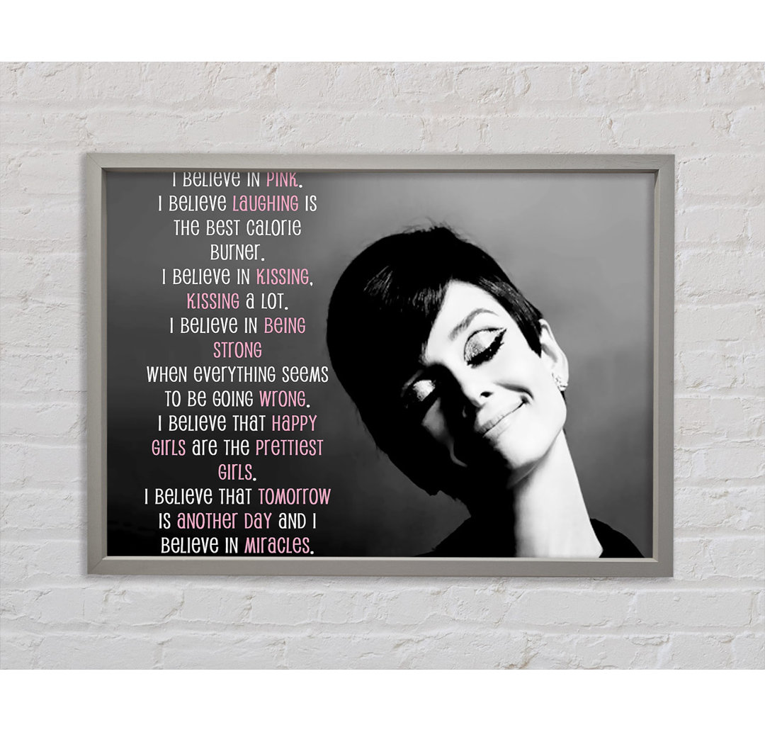 Audrey Hepburn I Believe In Pink Landscape - Einzelner Bilderrahmen Kunstdrucke auf Leinwand