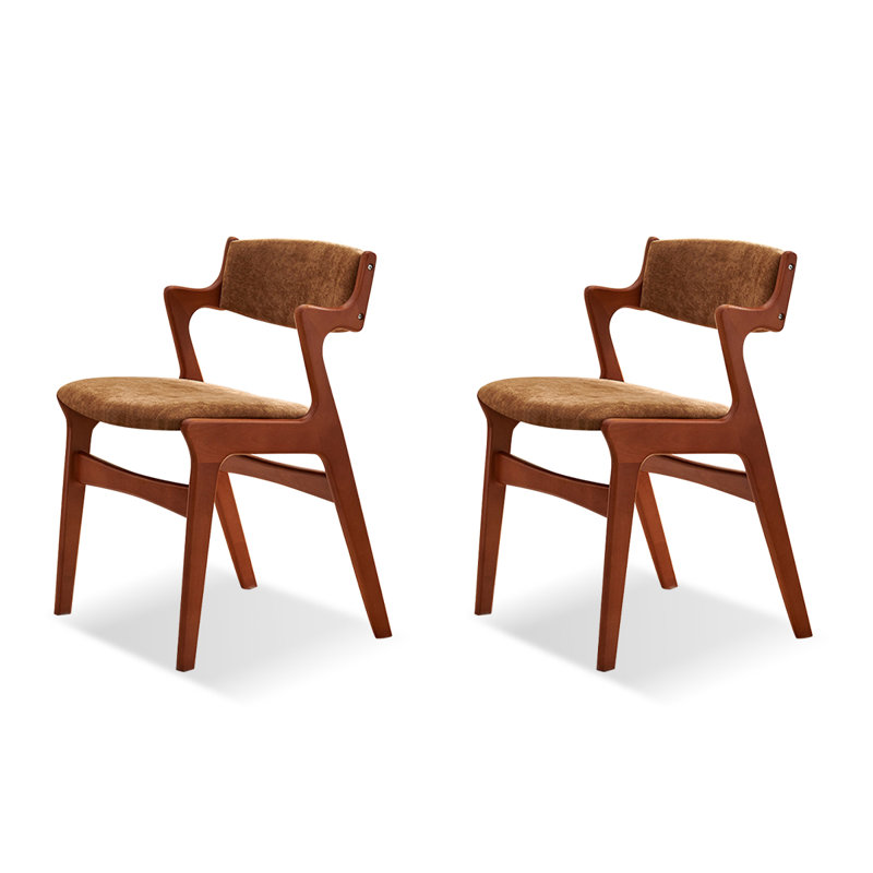 Chaise d'appoint à dossier brun rembourré (ensemble de 2), Brown