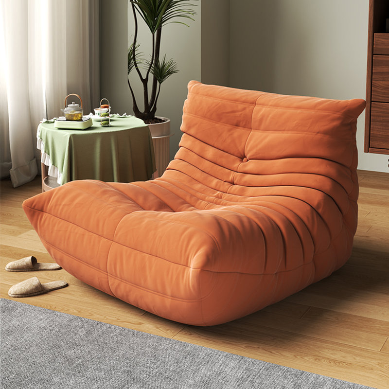 Canapé rétro paresseux chenille, Suède orange