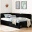 Lit simple noir avec 2 tiroirs de rangement, structure rembourrée convertible, taille de coussin en velours doux, lit, envers-1439284612-1439284615