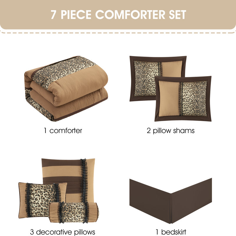 Briand Animal Print 7 Piece Comforter Set, Cal. King Comforter + 6 Additional Pieces