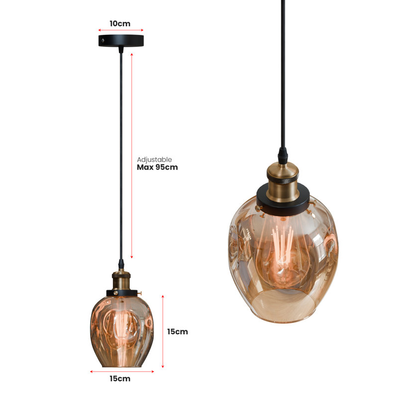Aidenn 1 - Light Amber Dome Pendant, Yes