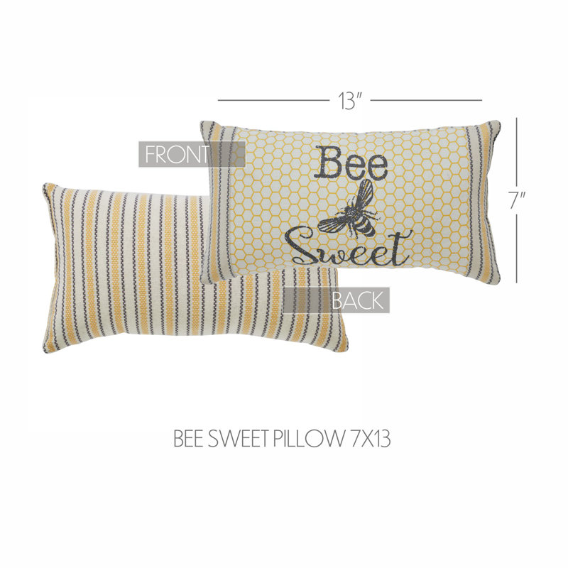 Buzzy Bees Striped Cotton Reversible Throw Pillow