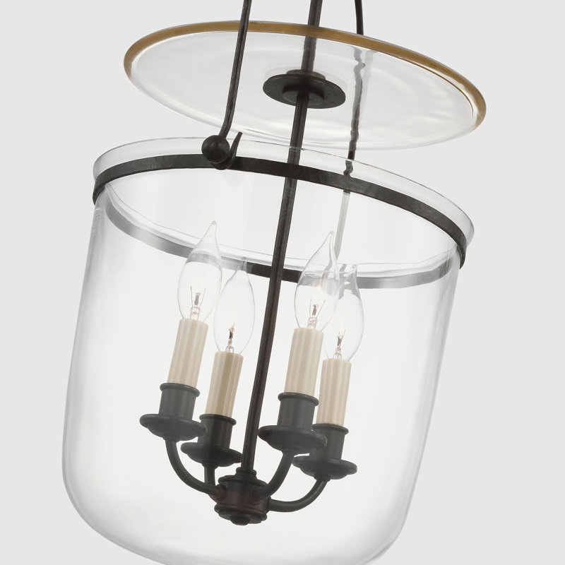 Chapman & Myers Lorford Smoke Bell Lantern, Aged Iron, 42.5" H x 25" W x 25" D, Clear Glass