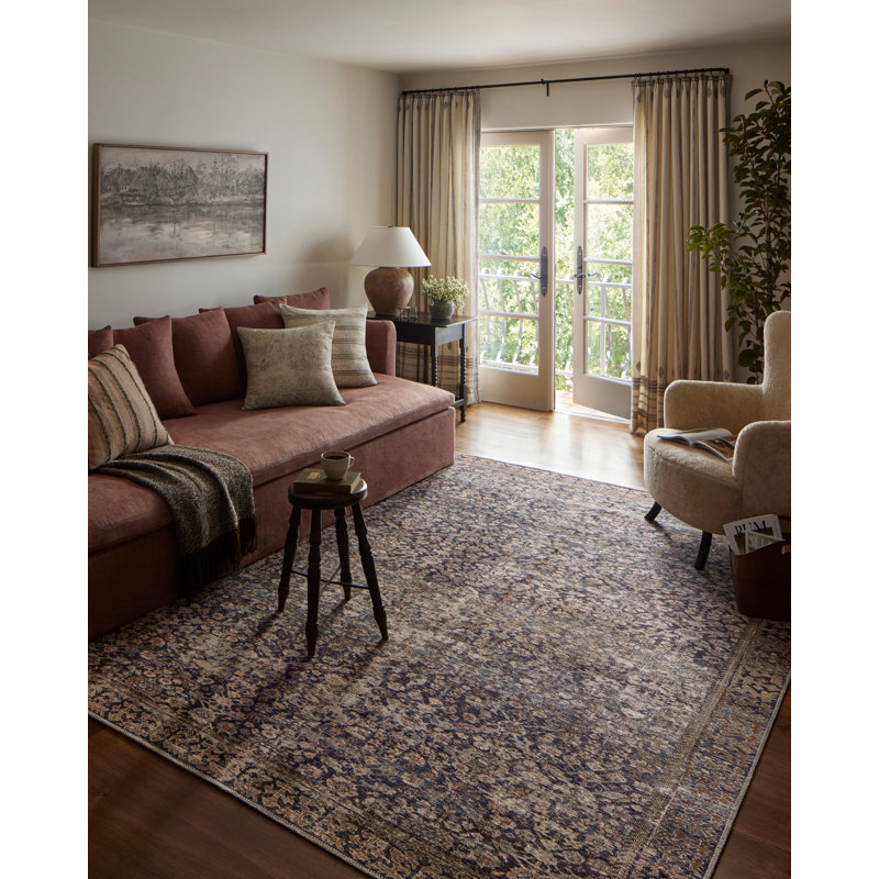Handmade Square Denim and Spice Synthetic Area Rug Sample
