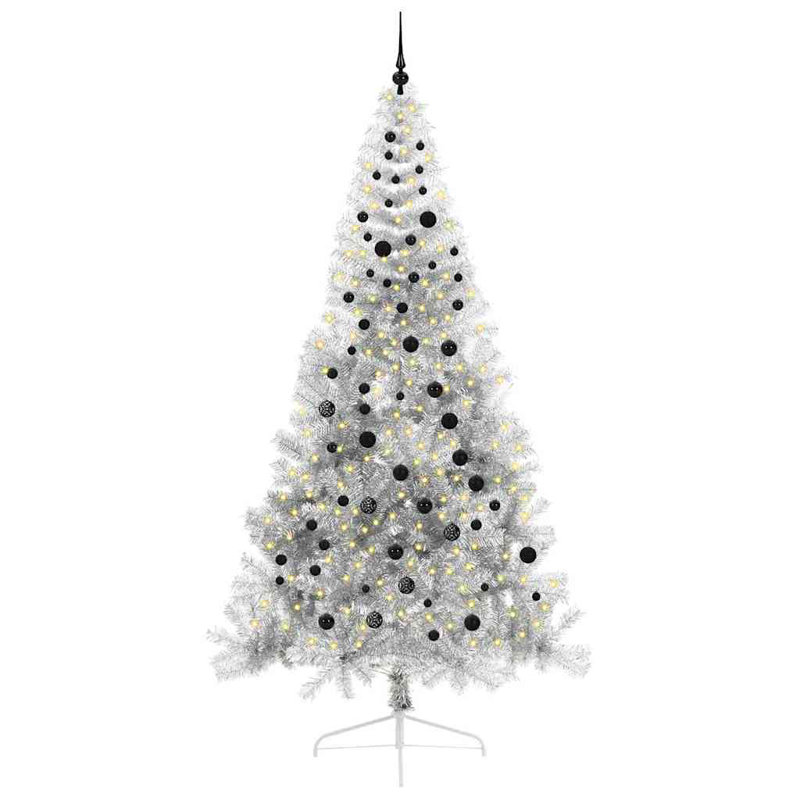  Artificial Pre-lit Christmas Tree PET, Black, 7.87' H