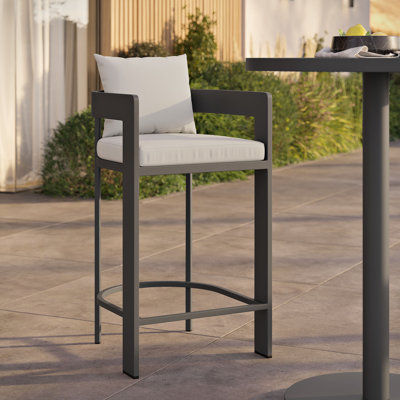 Belwood Outdoor Patio Aluminum Bar Chair In White