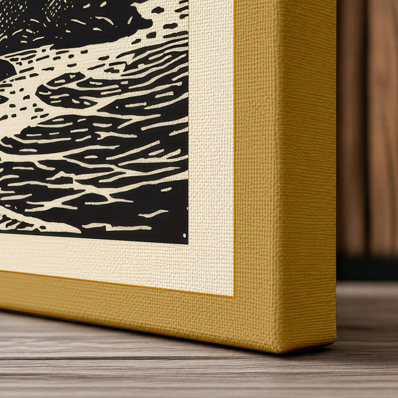 Lighthouse Beacon Coastal - Wrapped Canvas, 30x20 - 76.2 x 50.8 cm, Ochre Border