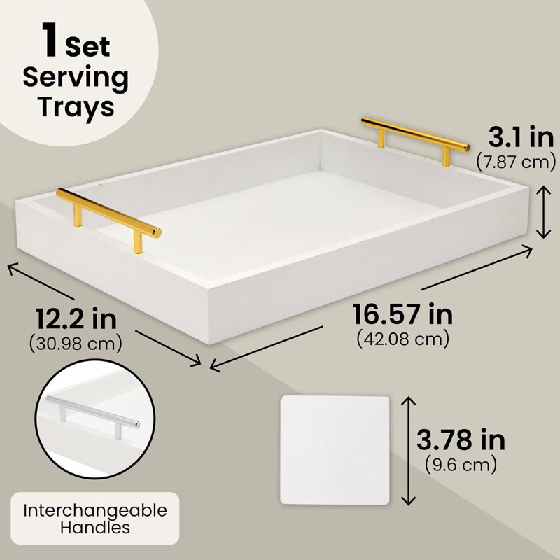 Plateau de service décoratif, Blanc