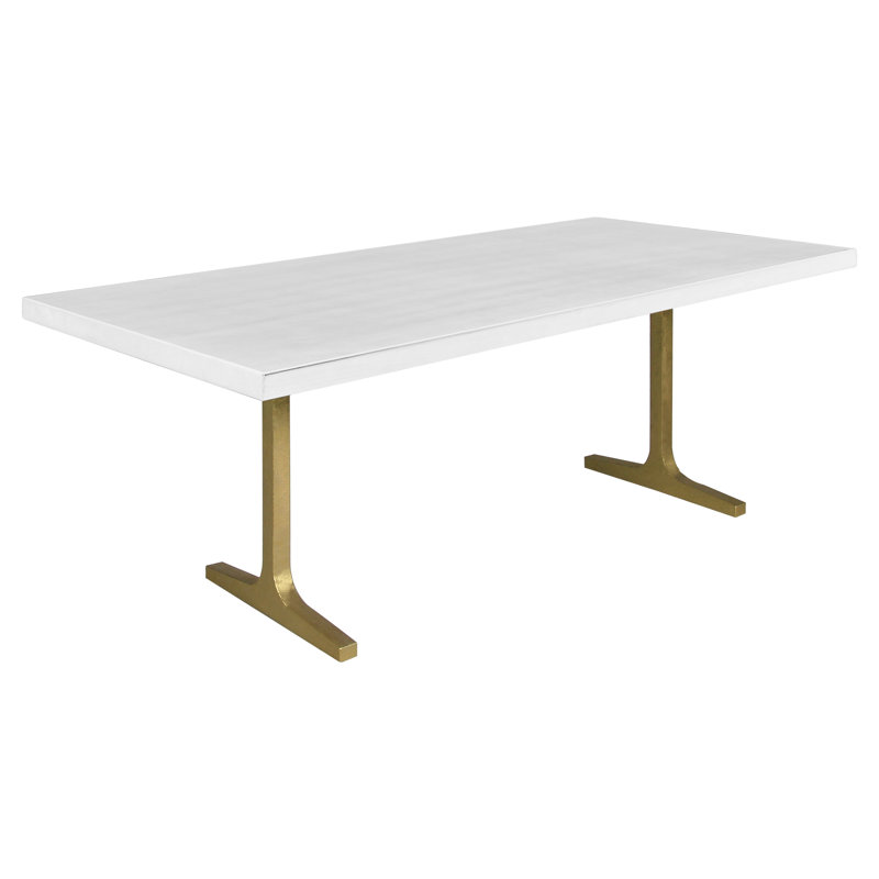Los Angelos 84" Stone Metal Trestle Dining Table