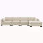 Canapé modulaire de 130 po en forme de L avec table pliante et port double, poches de rangement latérales, 2 coussins d'accoudoirs, repose-pieds à mouvement libre, mousse haute densité, chenille, 5 sièges, 2 couleurs-1217845824